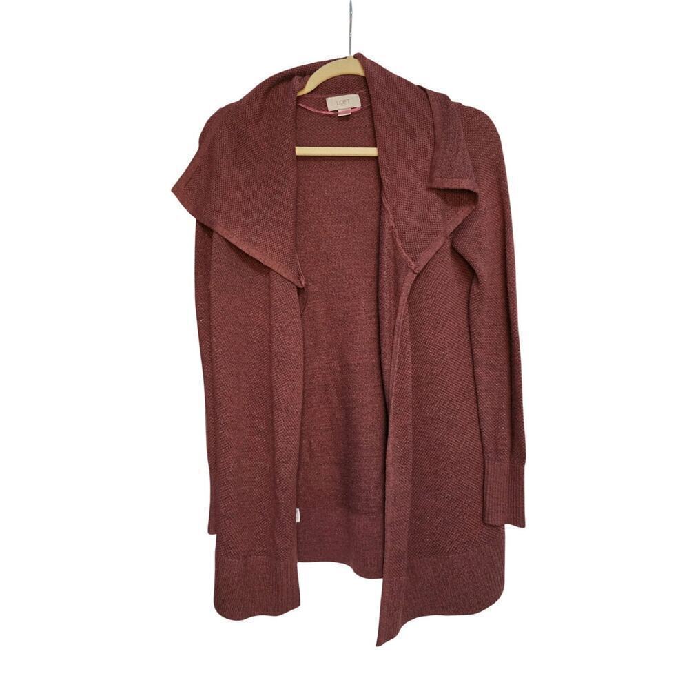 Loft Womens Open Cardigan Sweater XS Rust Brown Acrylic Blend Long Sleeve Lightw